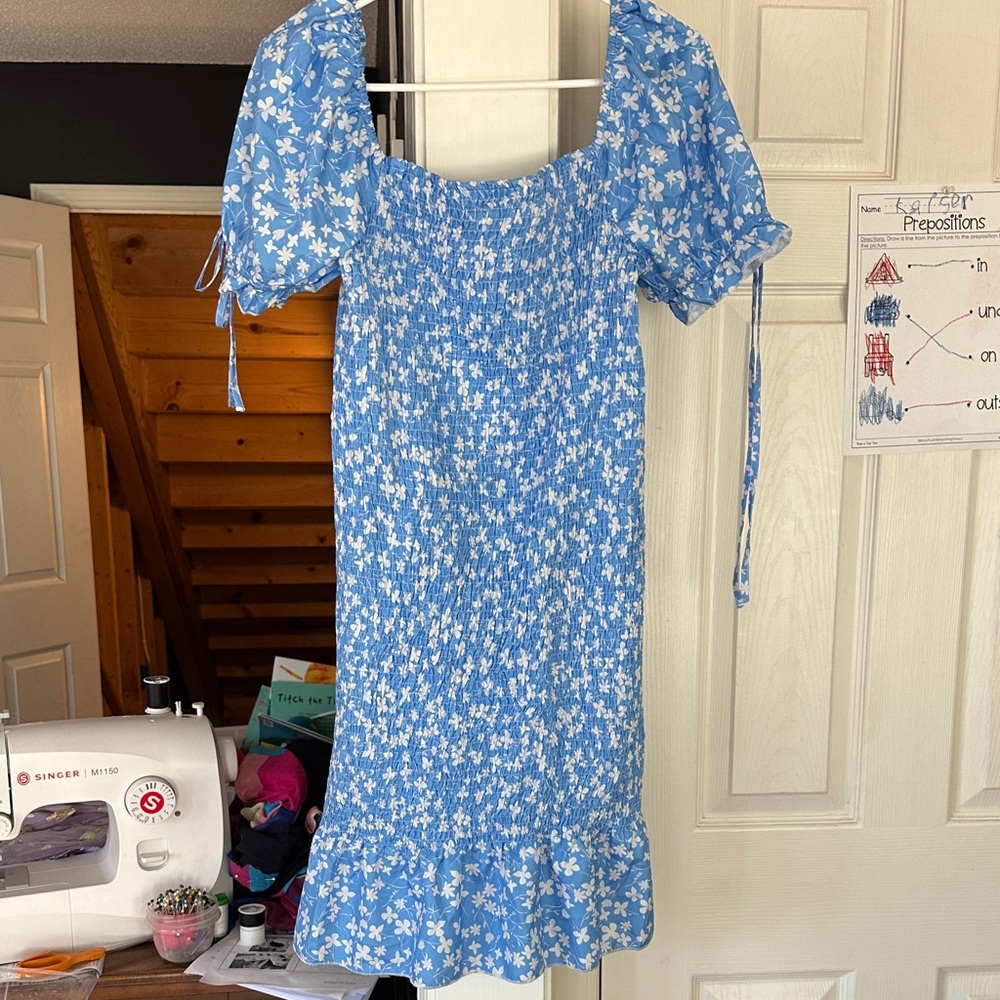 Source Unknown Blue and White Floral dress
